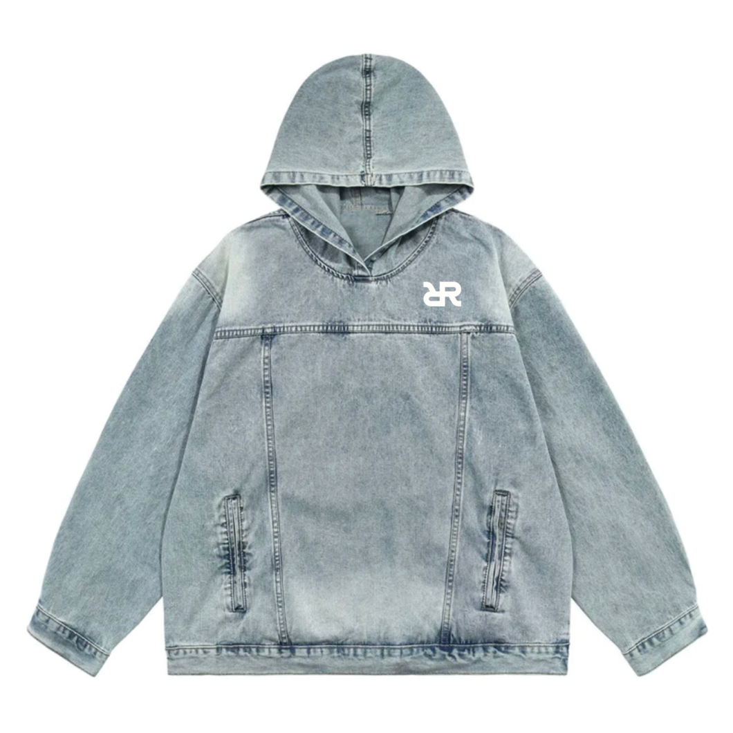 Denim Hoodie Pullover - Break the Script